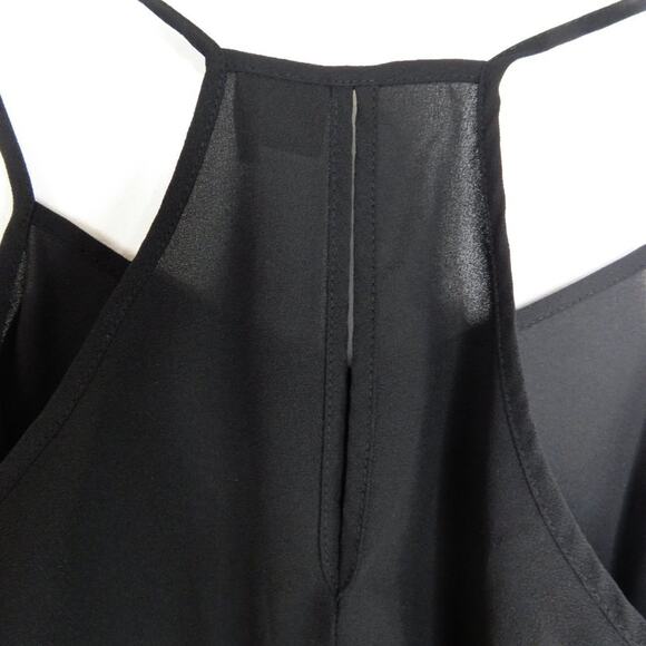 Anthro Paper Crane Black Chiffon Tank Top Small Thin Strap Cami Cute - Picture 6 of 8